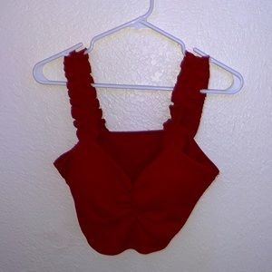 RED RUFFLE CROP TOP